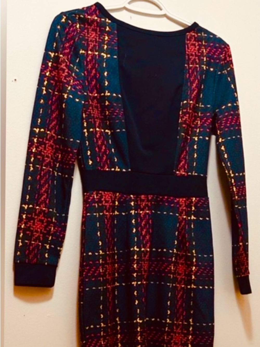 CBR Black and Red Plaid Long Sleeve Dress